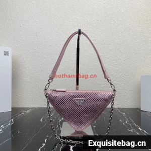 Prada Crystal-studded satin pouch 1NQ044 pink