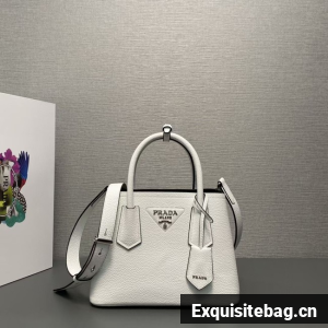 Prada Double leather mini bag 1BG443 white
