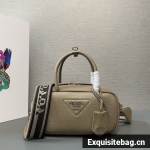 Prada Double leather small bag 1BB102 gray