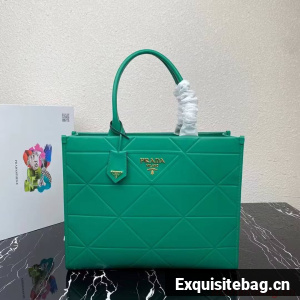 Prada Large leather Prada Symbole bag with topstitching 1BA377 green