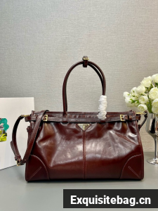 Prada Large leather handbag 1BA433 Cocoa Brown