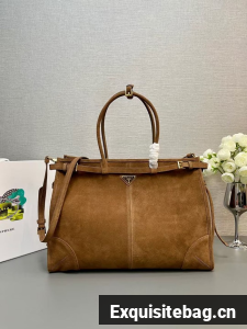 Prada Large leather handbag 1BA439 Cocoa Brown