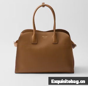 Prada Large leather tote bag with buckles 1BG508 Caramel