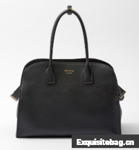 Prada Large leather tote bag with buckles 1BG508 black