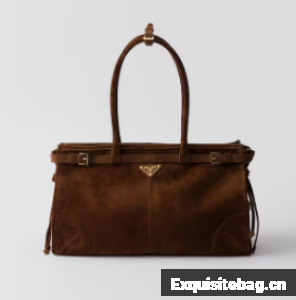 Prada Large suede handbag 1BA433 Cocoa Brown