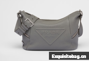 Prada Leather bag with shoulder strap 2VH165 gray