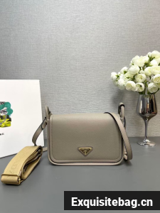 Prada Leather shoulder bag 1BD372 gray