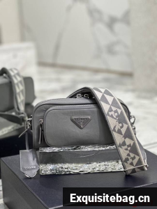 Prada Leather shoulder bag 1BH98 gray