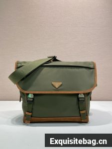 Prada Medium Re-Nylon and suede shoulder bag 2VD052A Musk Green