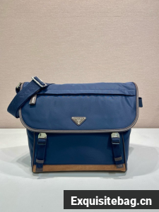 Prada Medium Re-Nylon and suede shoulder bag 2VD052A blue