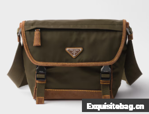 Prada Medium Re-Nylon and suede shoulder bag 2VD066 Musk Green