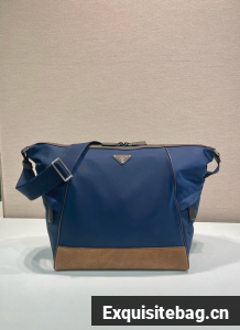 Prada Medium Re-Nylon and suede shoulder bag 2VH180 blue