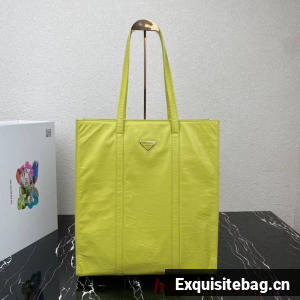 Prada Medium antiqued nappa leather tote bag 1BG587 yellow
