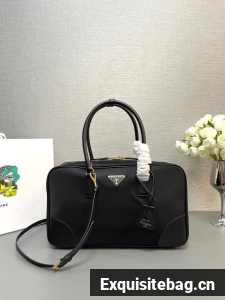 Prada Re-Edition 1978 large Re-Nylon and Saffiano leather two-handle bag 1BB114 black