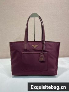Prada Re-Edition 1978 medium Re-Nylon and Saffiano leather tote bag 1BG555 burgundy