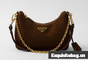 Prada Re-Edition suede mini-bag 1BC204 Cocoa Brown