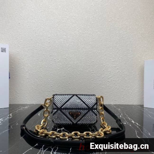 Prada Satin mini-bag with crystals 1BD329 black