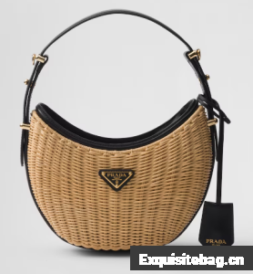 Prada Wicker and leather Prada Arque bag 1BC202 black