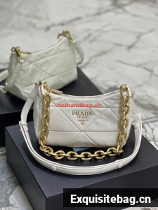 Prada leather shoulder bag 1BH117 white