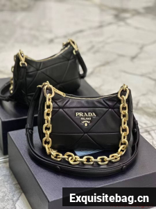 Prada leather shoulder bag 1BH117 black
