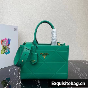 Small leather Prada Symbole bag with topstitching 1HH039 green