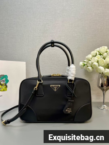 Prada Re-Edition 1978 medium Re-Nylon and Saffiano leather two-handle bag 1BB115 black Prada Re-Edition 1978 medium Re-Nylon and Saffiano leather two-handle bag 1BB115 black