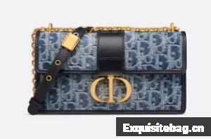 DIOR 30 Montaigne East-West Bag with Chain Blue Denim Dior Oblique Jacquard M9334UDC