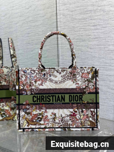 DIOR BOOK TOTE Ecru Multicolor Dior 4 Saisons Automne Soleil Embroidery M1296ZE