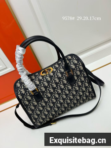 DIOR MEDIUM BOSTON BAG Box Oblique Jacquard 9578 blue