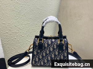 DIOR MEDIUM BOSTON BAG Box Oblique Jacquard M8675 blue