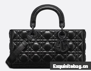 DIOR Medium Lady D-Joy Bag Black Crinkled Cannage Calfskin M0540SNI