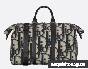 DIOR WEEKENDER 40 BAG Beige and Black Maxi Dior Oblique Jacquard 1ESDU134