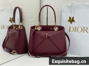 Dior Calfskin Tote Bag 6598 burgundy