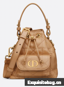 Dior Caro Nano Bucket Bag Macrocannage Lambskin S5250 Light Gold-Tone