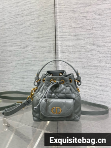 Dior Caro Nano Bucket Bag Macrocannage Lambskin S5250 gray
