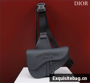 Dior Essentials SADDLE BAG Grained Calfskin 1ADPO093f-1 dark gray