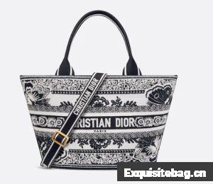 Dior HAT BASKET BAG White and Black Butterfly Bandana Embroider M1328CES