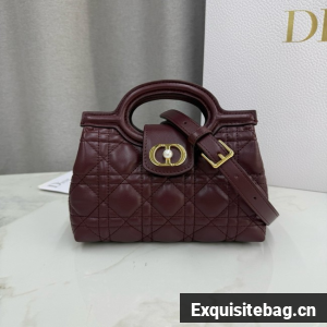 Dior Jolie Top Handle Mini Bag Cannage Lambskin S3123UN burgundy