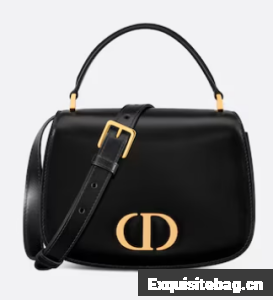 Dior Medium 30 Montaigne Avenue Top Handle Bag Ribbed Calfskin M9371UN black