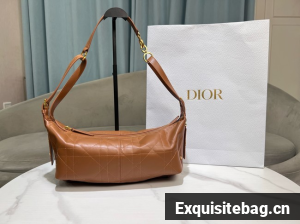 Dior Medium D-Journey Bag in Shiny Goatskin Flat Macrocannage M2417UCUQ tan