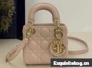 Dior Or Lady Dior Micro Bag Crinkled Cannage Calfski S0856PWPB rose