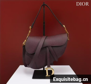 Dior SADDLE BAG WITH STRAP Latte Grained Calfskin M0455CBA Wine