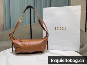 Dior Small D-Journey Bag in Crinkled Calfskin M2416UNUO Brown Flat Macrocannage