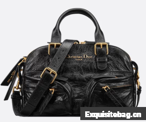 Dior Small Grand Tour Bowling Bag Black Crinkled Calfskin M6000UNQD