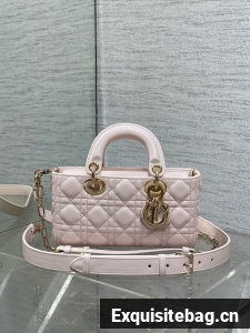 Dior Small Lady D-Joy Bag Cannage Lambskin M0613 Light Pink