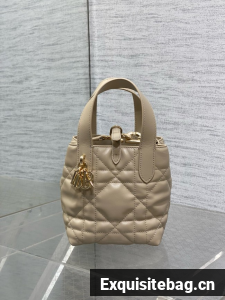 Dior Toujours Vertical Nano Tote Bag Macrocannage Calfskin S6100 beige