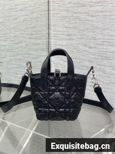 Dior Toujours Vertical Nano Tote Bag Macrocannage Calfskin S6100 black & Silver