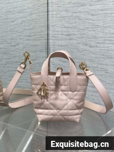 Dior Toujours Vertical Nano Tote Bag Macrocannage Calfskin S6100 pink