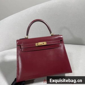 Hermes BOX Leather Bag KL28 Burgundy