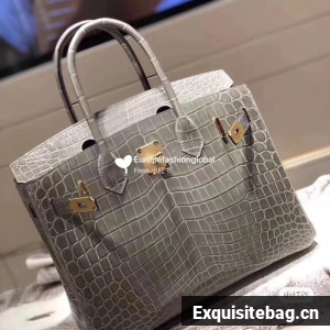 Hermes Birkin Bag Original Leather crocodile HBK35 grey